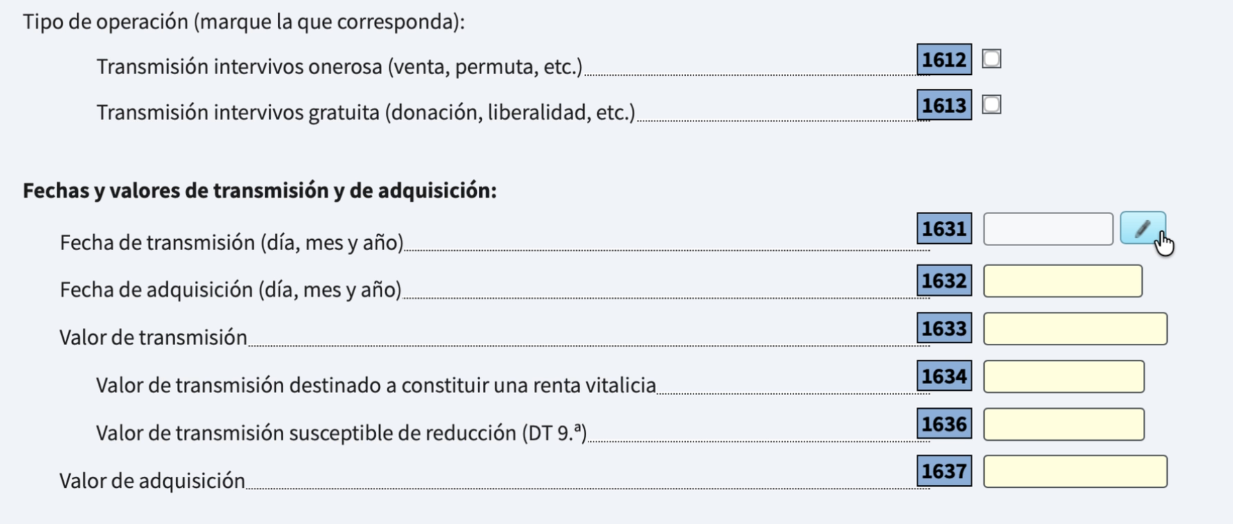 Captura: Casilla 1631 AEAT