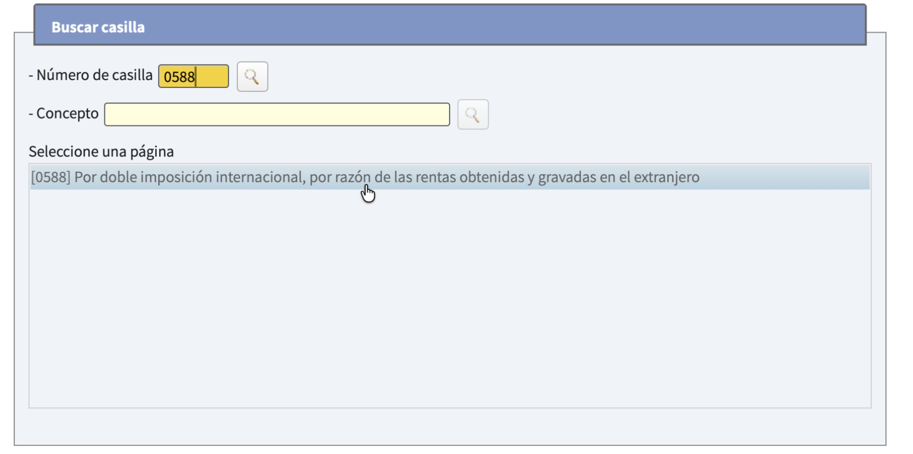 Captura: Acceso a Casilla 0588 AEAT