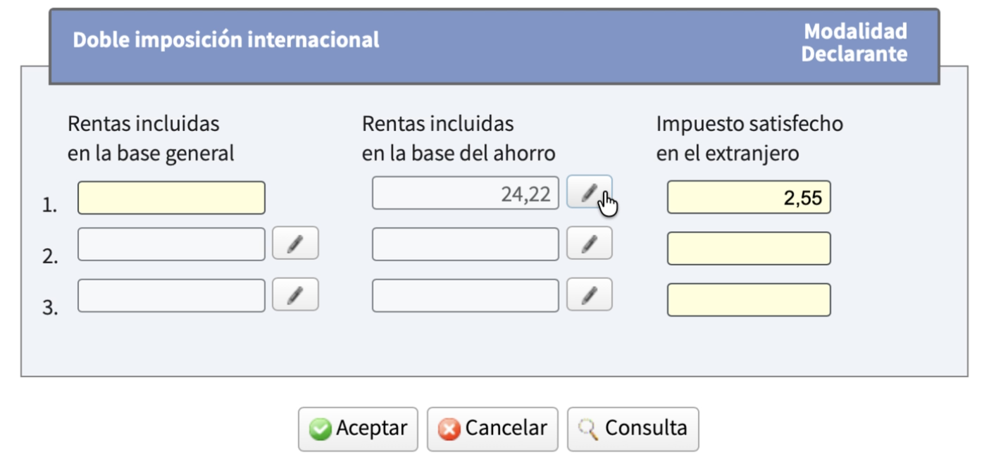 Captura: Casilla 0588 rellena AEAT