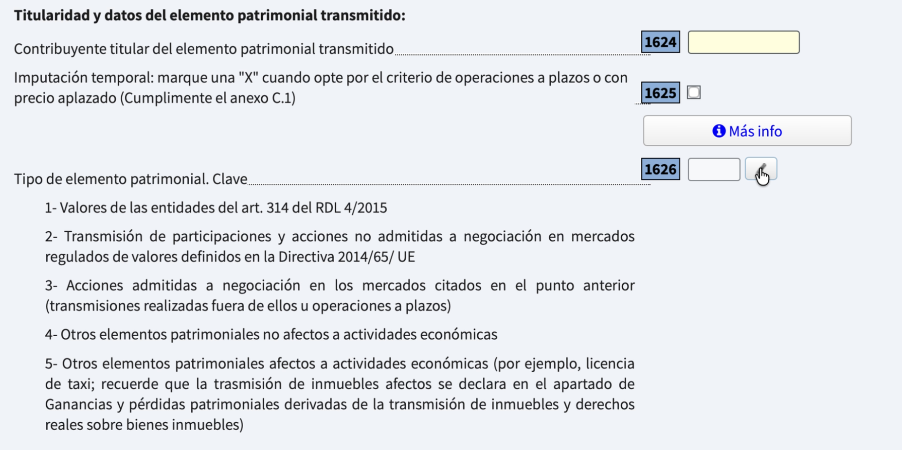 Captura: Alta Elemento Patrimonial AEAT